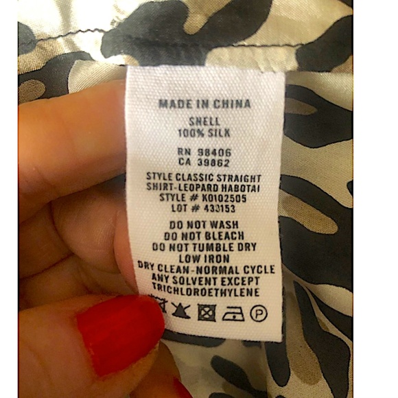 Theory Classic Straight Leopard Print Silk Shirt - Picture 10 of 14